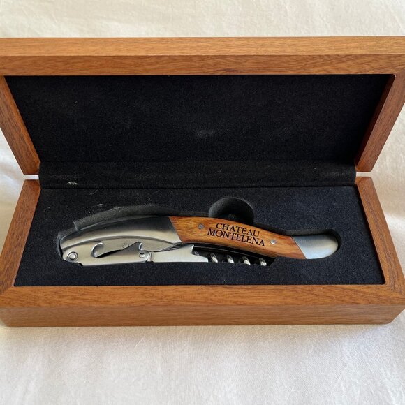 Brand New CHATEAU MONTELENA Corkscrew Wine Opener with Wooden Case - Picture 1 of 5
